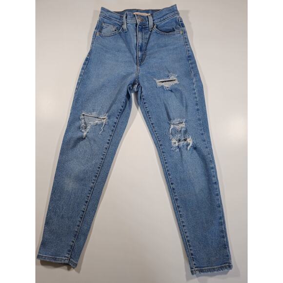 Levi's Women's Cotton Medium Wash Distressed High-Waisted Mom Jeans Size 24 - Picture 1 of 13
